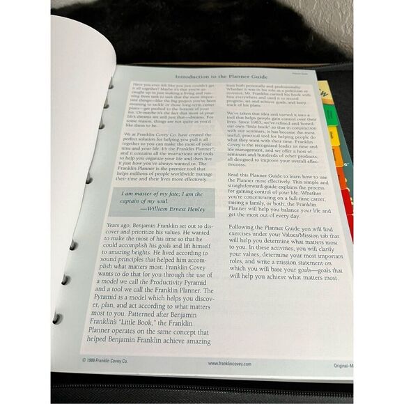 VTG 1998 FRANKLIN COVEY GREEN LINE LEATHER TRIM 7 RING, BINDER - Picture 7 of 11